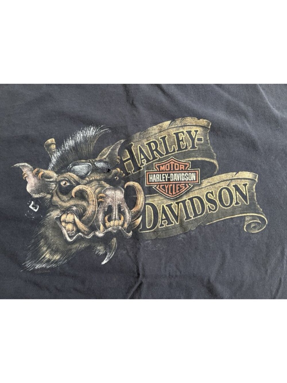 Vintage Harley-Davidson Shirt Mens XL Black Boar Graphic